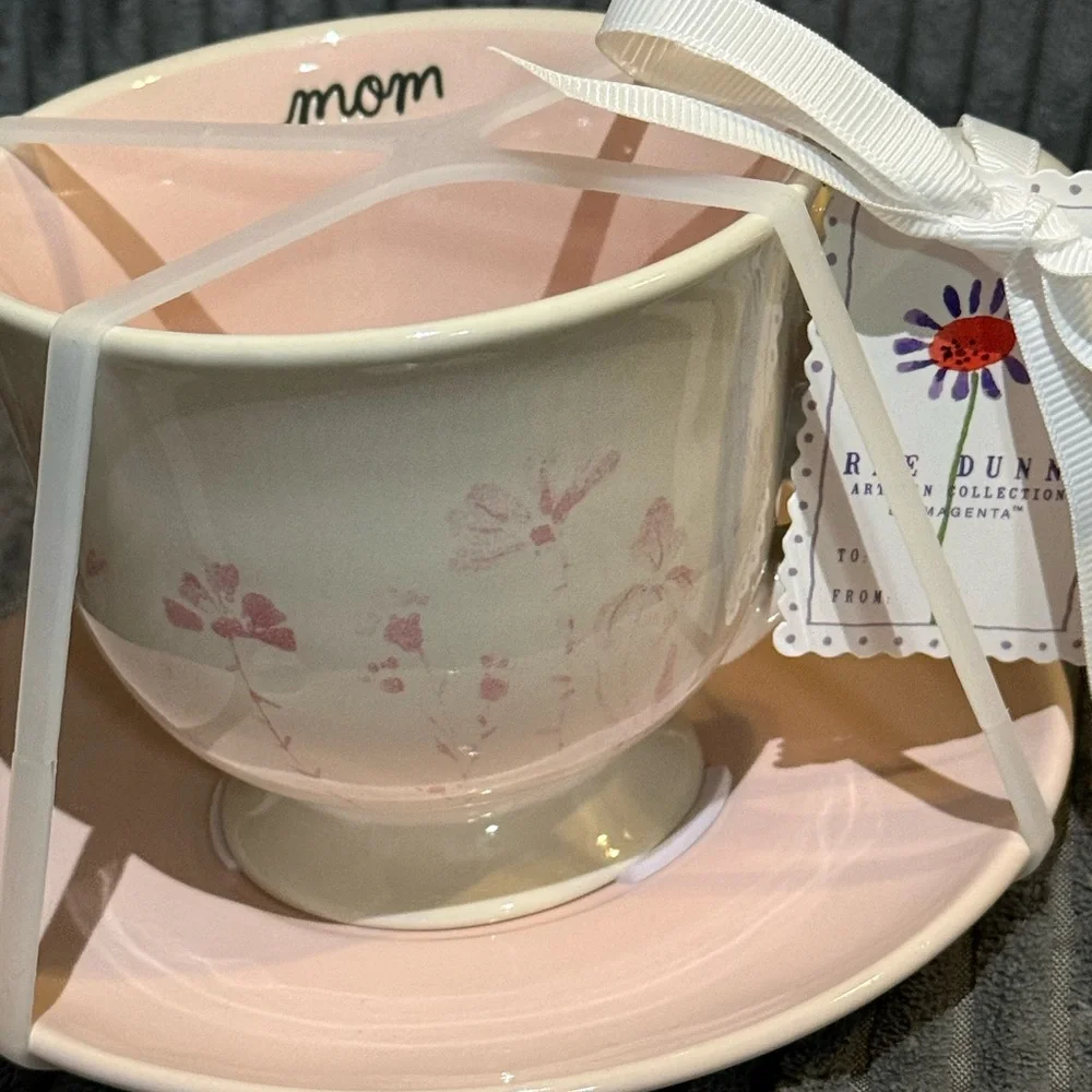 Rae Dunn Pink Blossom Teacup and Saucer